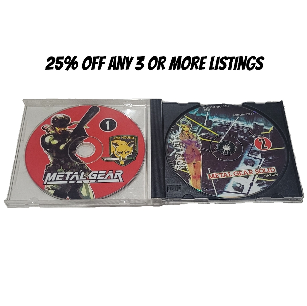 Sony Playstation 1 Metal Gear Solid Red Black Video Game Discs Vintage